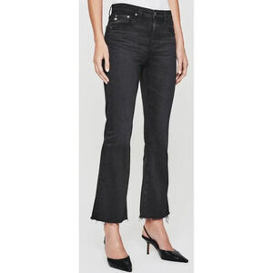 AG Adriano‎ Goldschmied Farrah Boot Crop High Rise Raw Hem Gray Jeans Womens 25